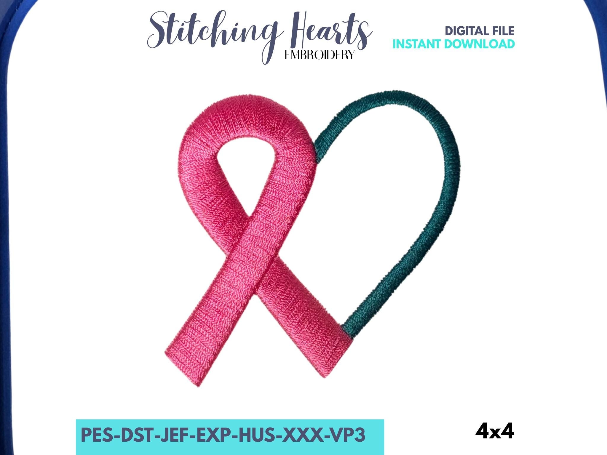 BRCA Awareness Ribbon, Pink Ribbon, Teal Heart