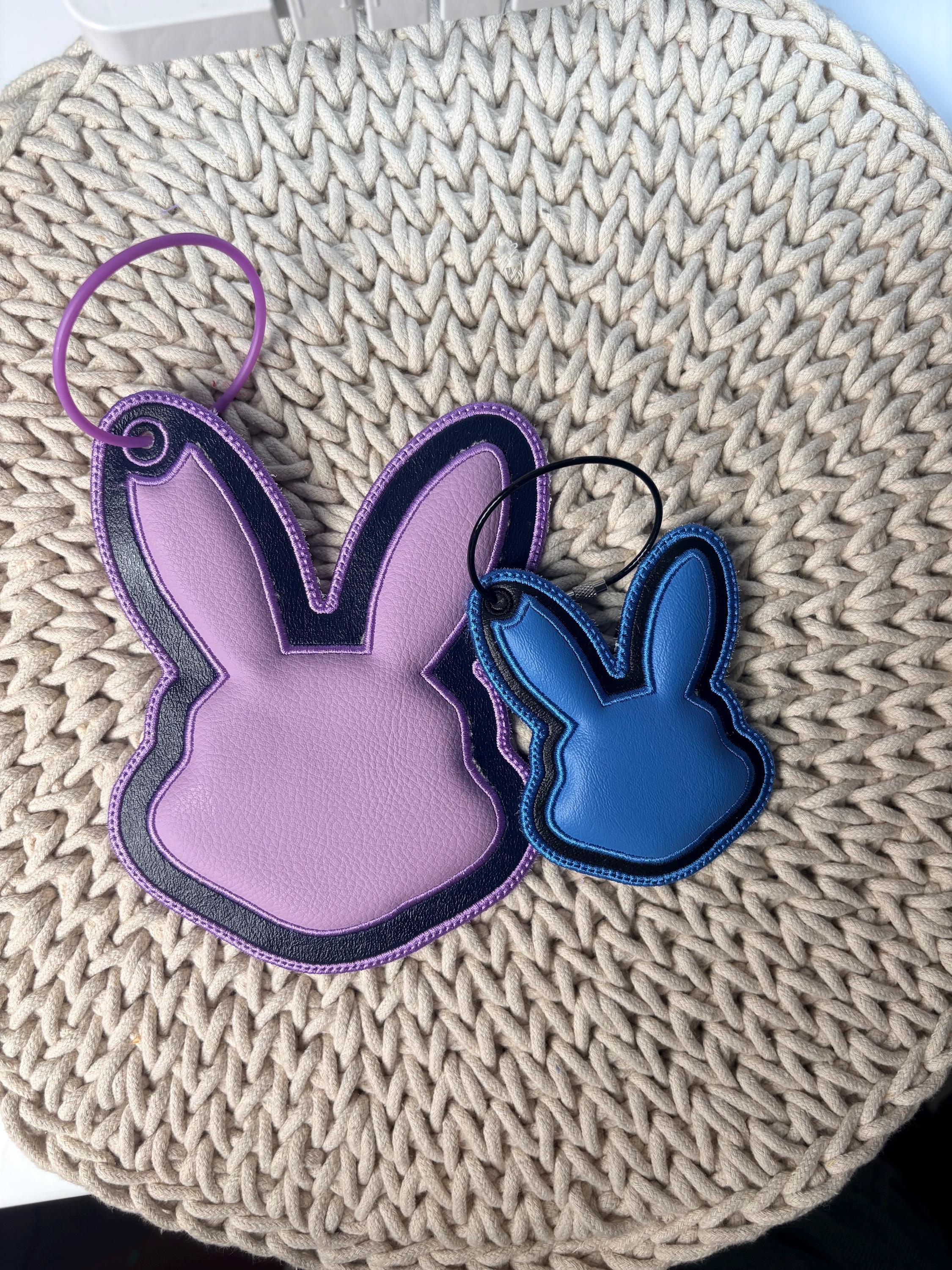 Bunny Double Applique Tag, Easter Bunny Puffy Bag Tag