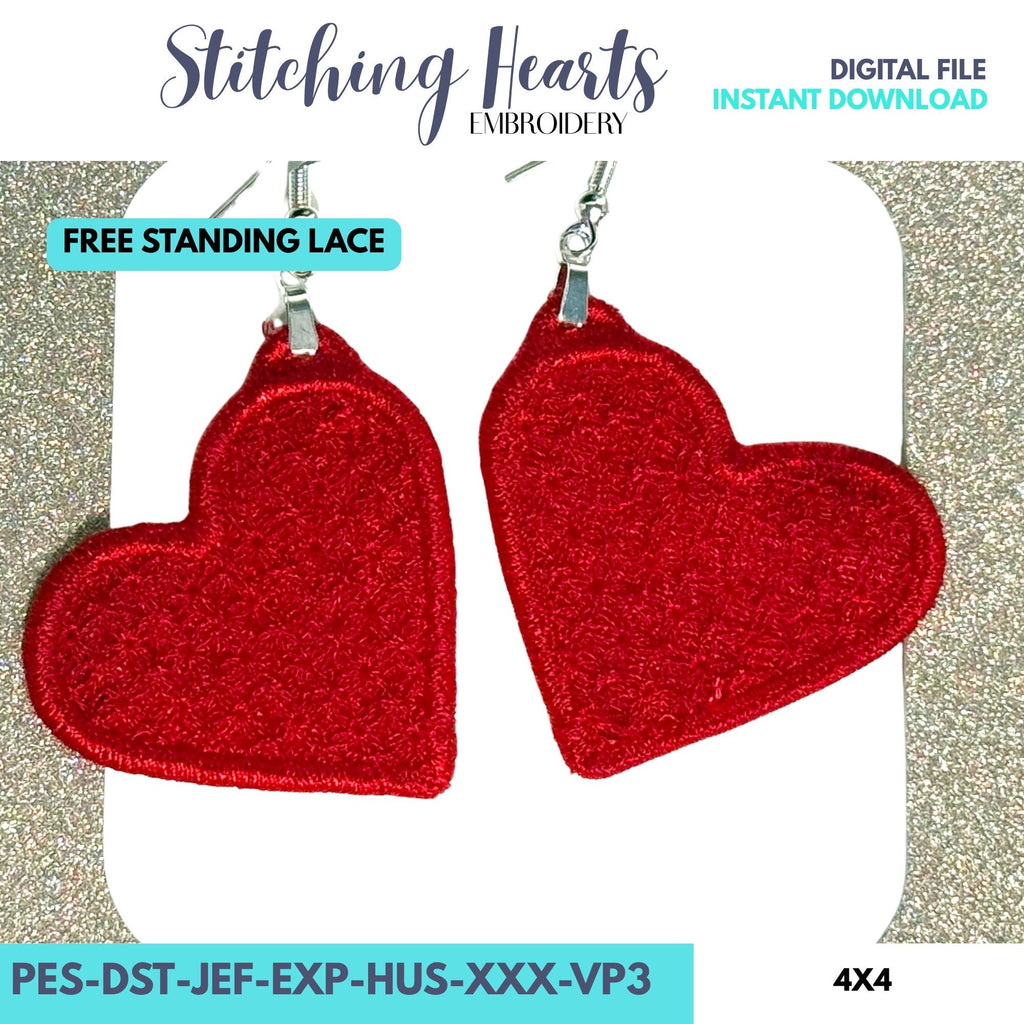 Heart FSL Earrings, Free Standing Lace Heart Charms