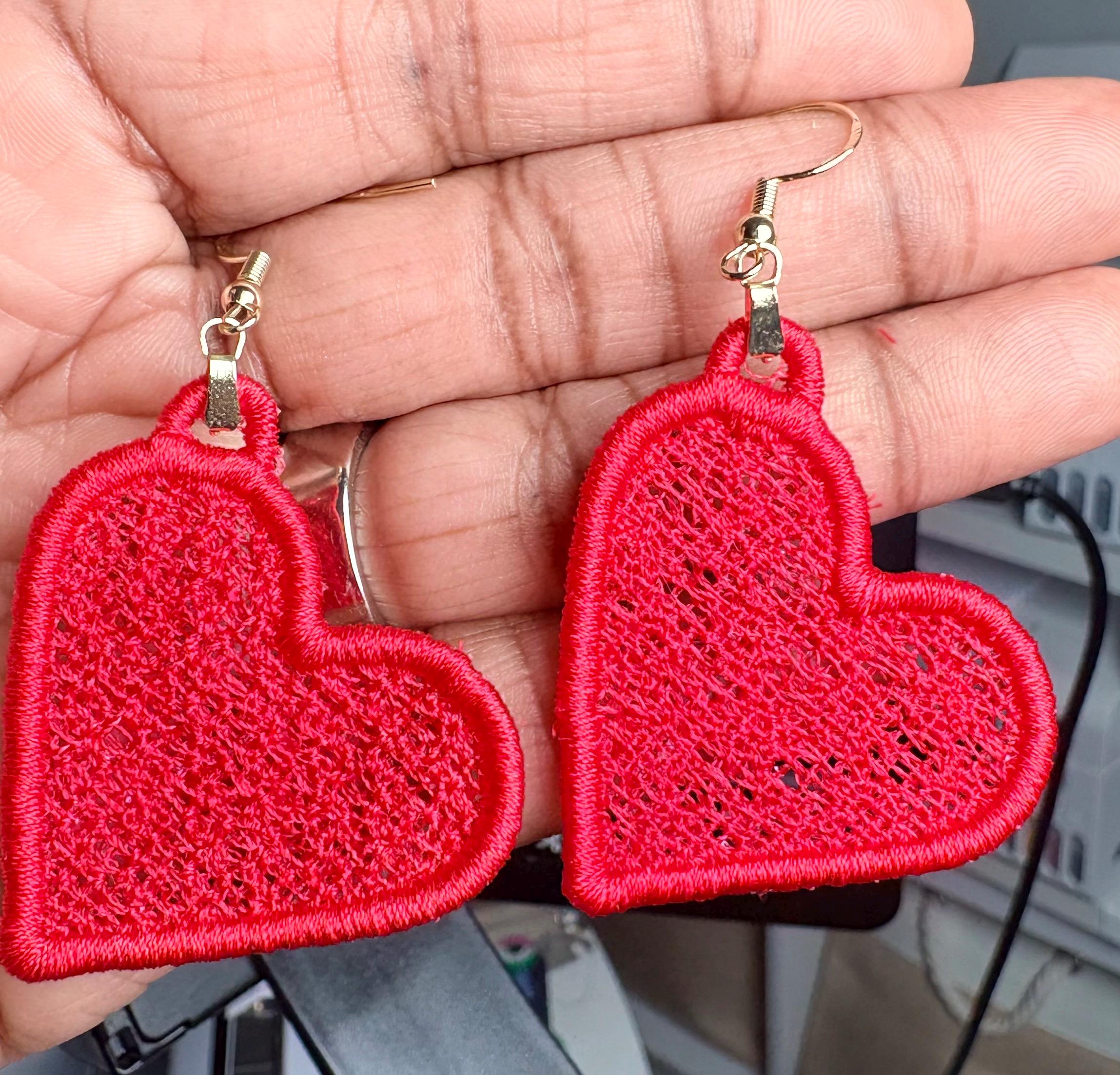 Heart FSL Earrings, Free Standing Lace Heart Charms