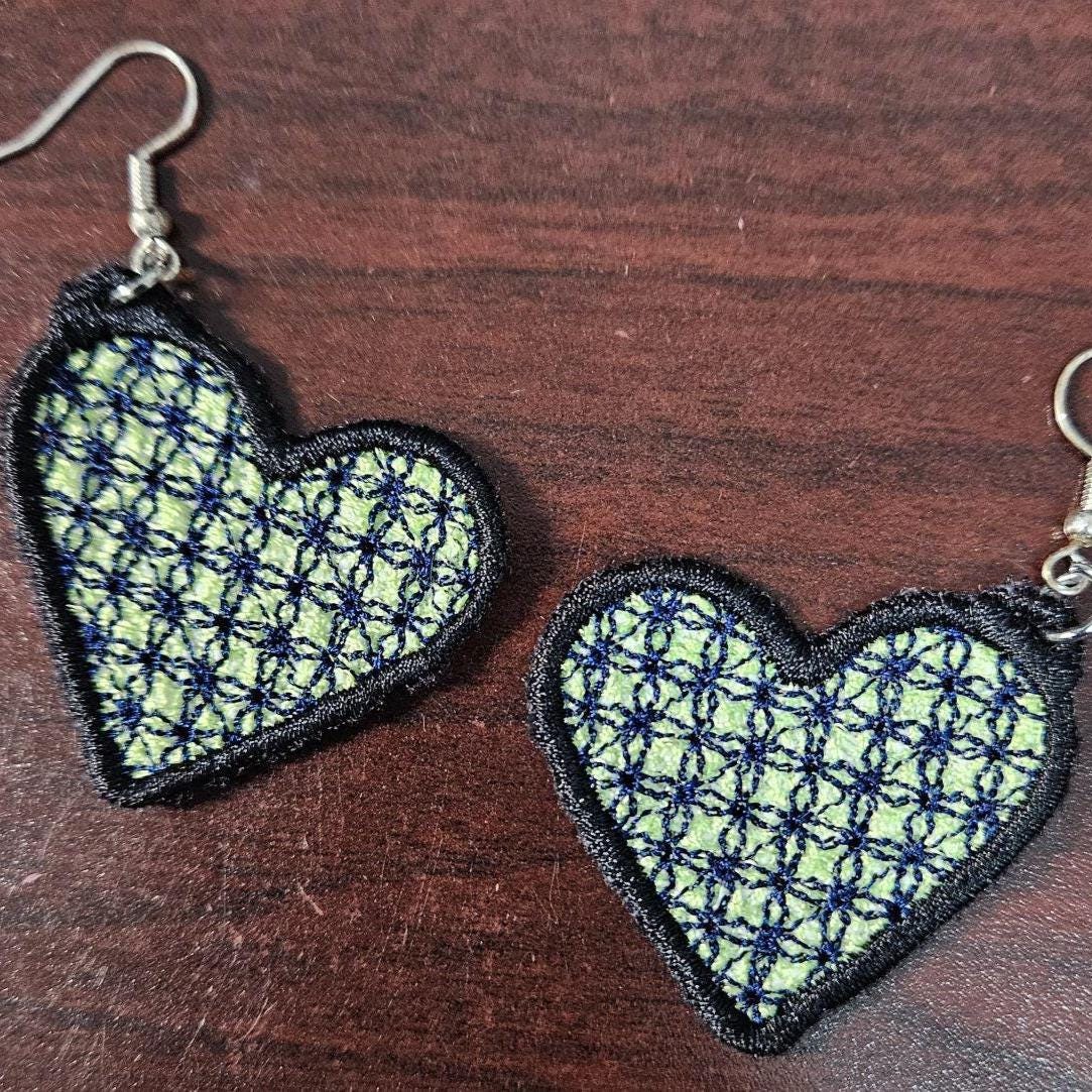 Heart FSL Earrings, Free Standing Lace Heart Charms
