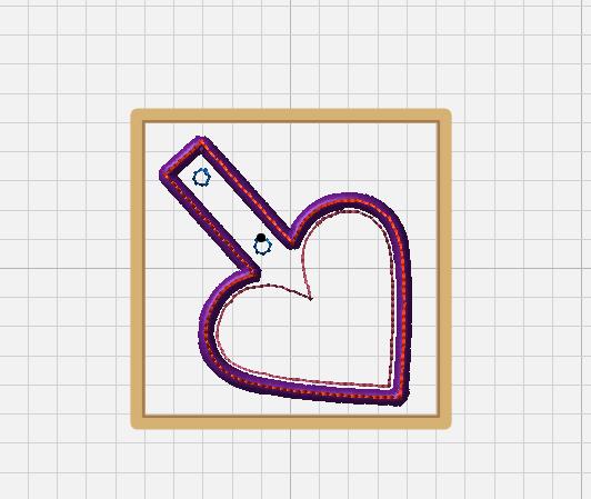 Heart Snap Tab, In The Hoop Raised Heart Key Holder