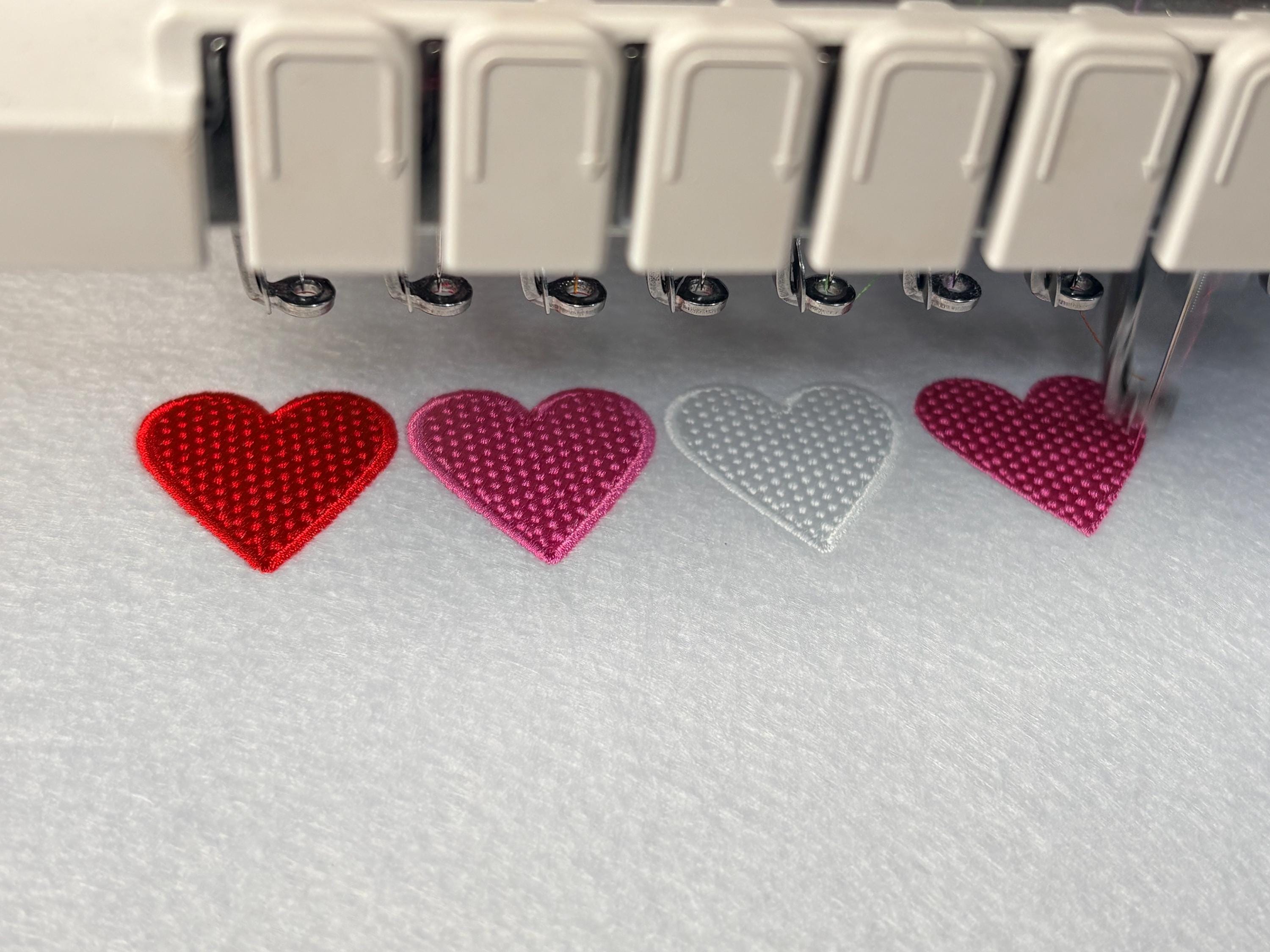 Hearts Set of Five, Fill Stitch Hearts, Satin Edge Hearts