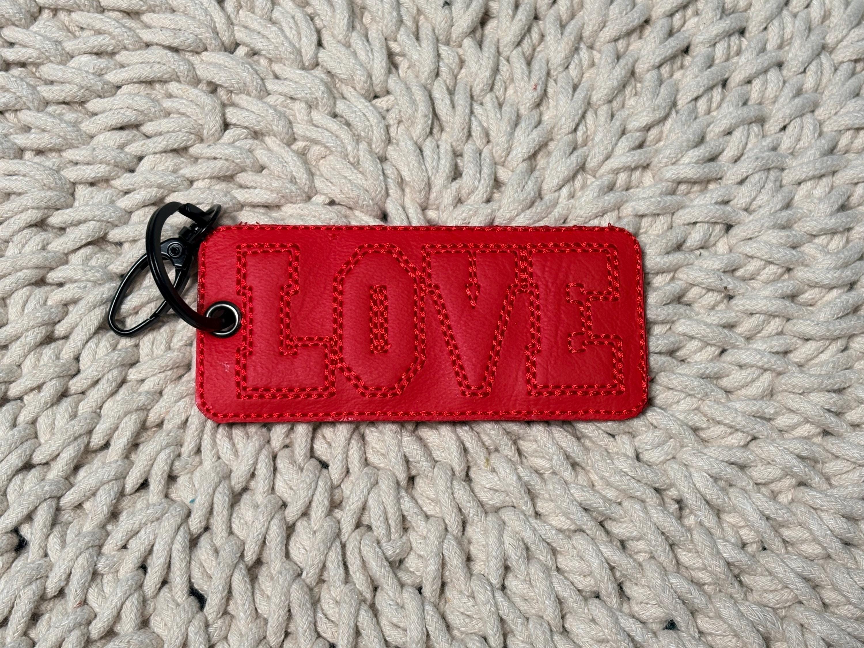 ITH Bag Tag, Key Fob Embroidery Design, Love Bean Stitch Tag