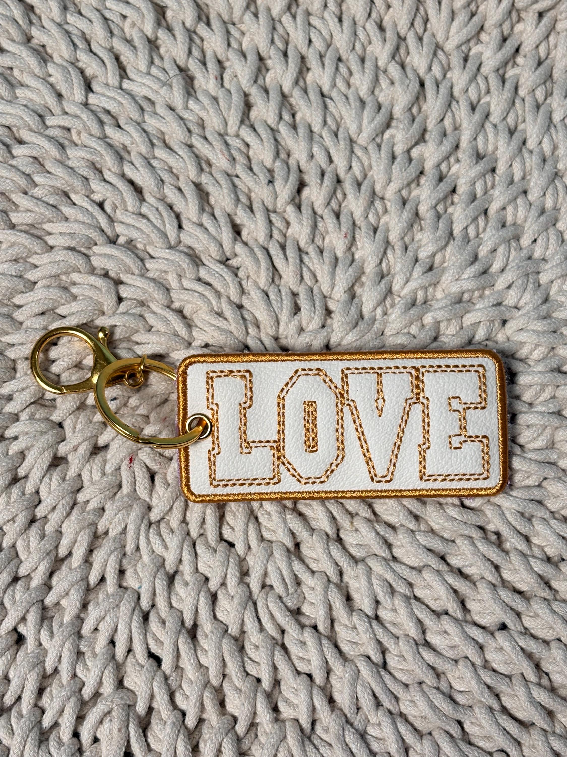 ITH Bag Tag, Key Fob Embroidery Design, Love Bean Stitch Tag