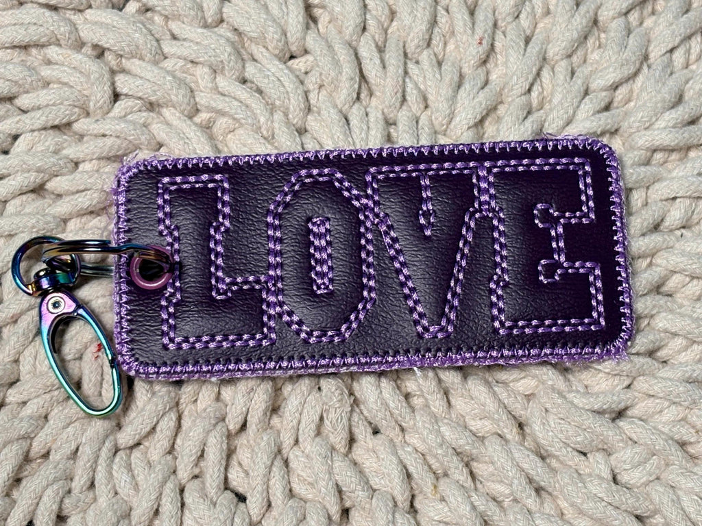 ITH Bag Tag, Key Fob Embroidery Design, Love Bean Stitch Tag