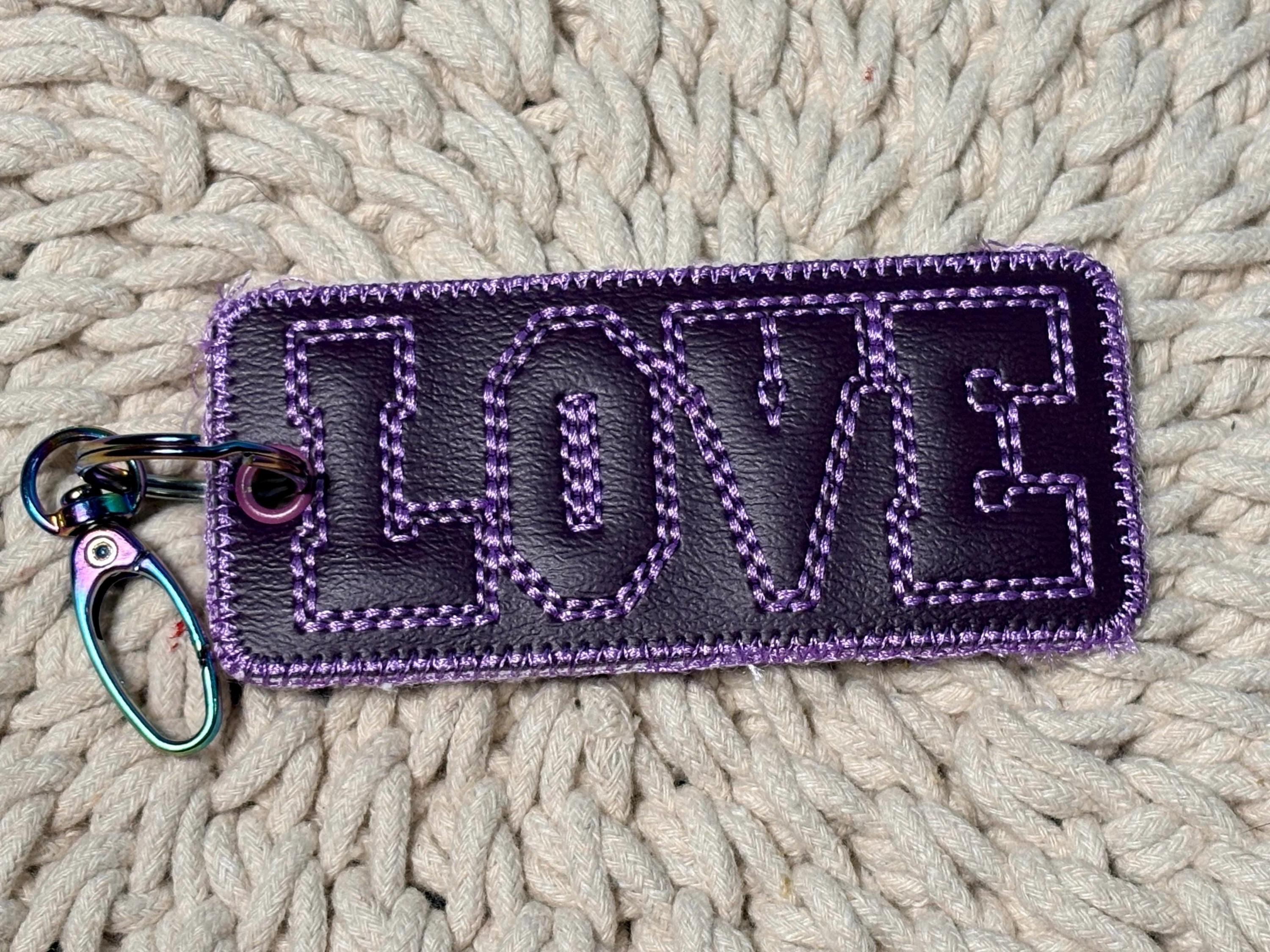 ITH Bag Tag, Key Fob Embroidery Design, Love Bean Stitch Tag