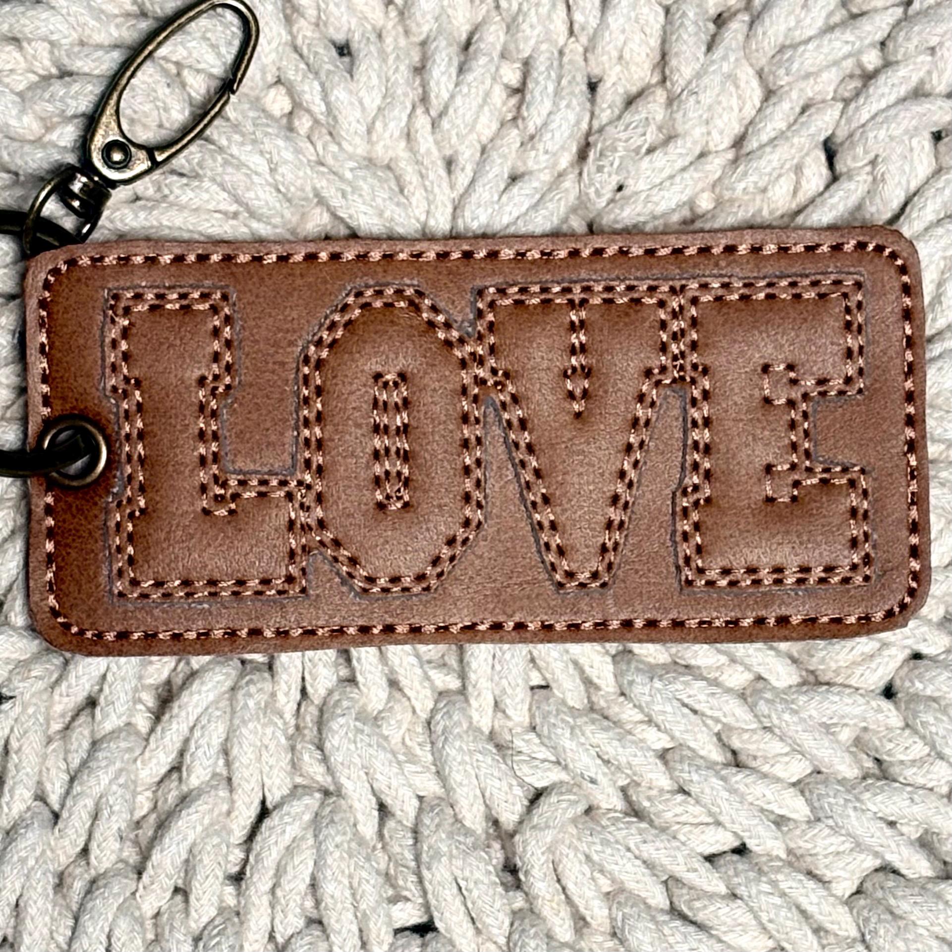 ITH Bag Tag, Key Fob Embroidery Design, Love Bean Stitch Tag