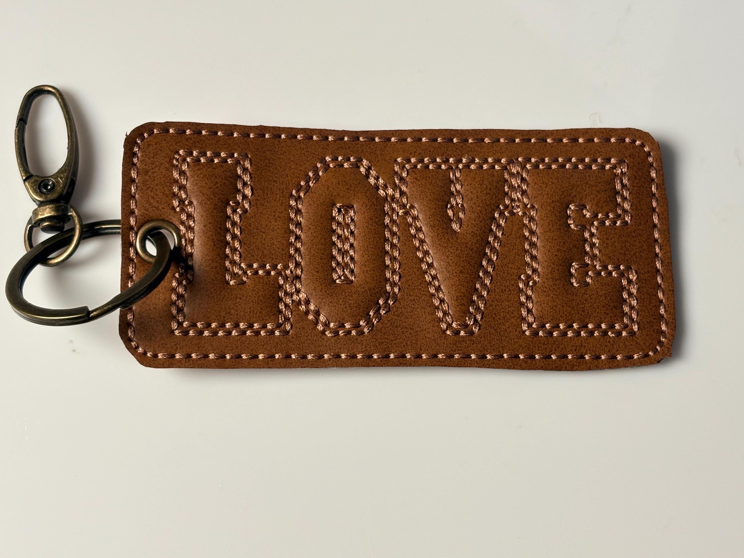 ITH Bag Tag, Key Fob Embroidery Design, Love Bean Stitch Tag