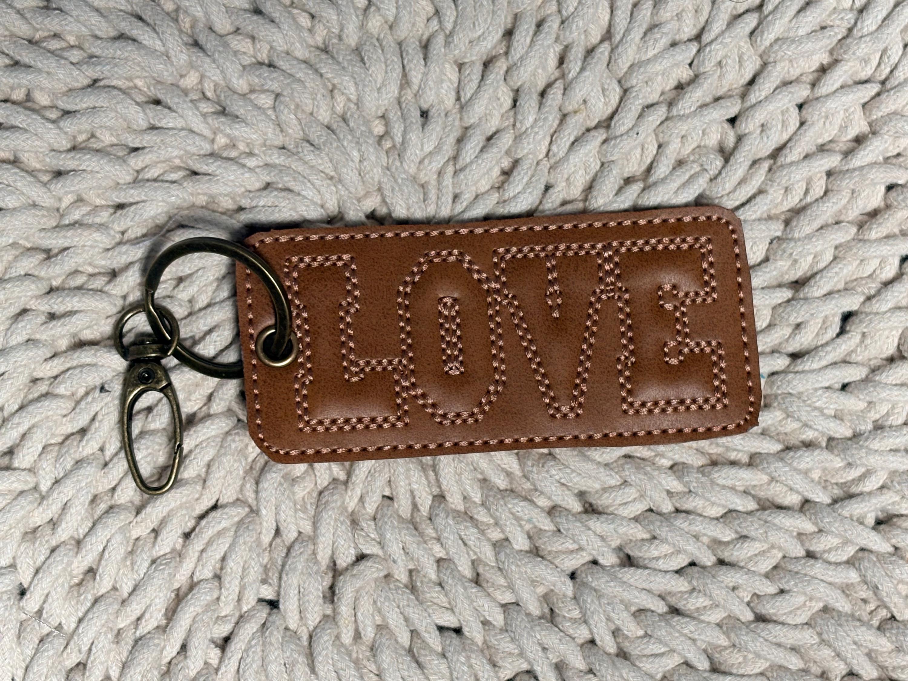 ITH Bag Tag, Key Fob Embroidery Design, Love Bean Stitch Tag