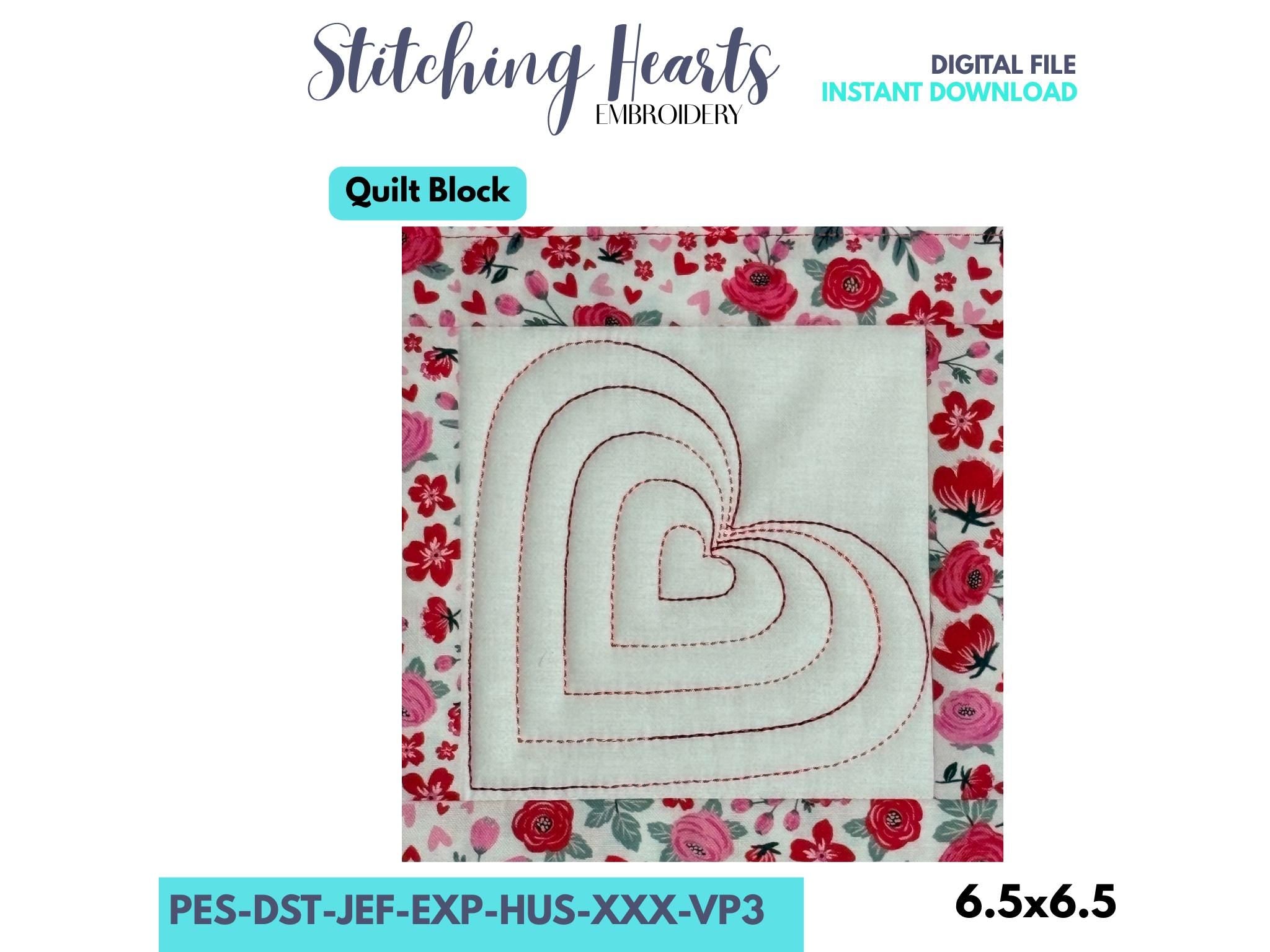 ITH Quilt Block, Heart Quilt Square,