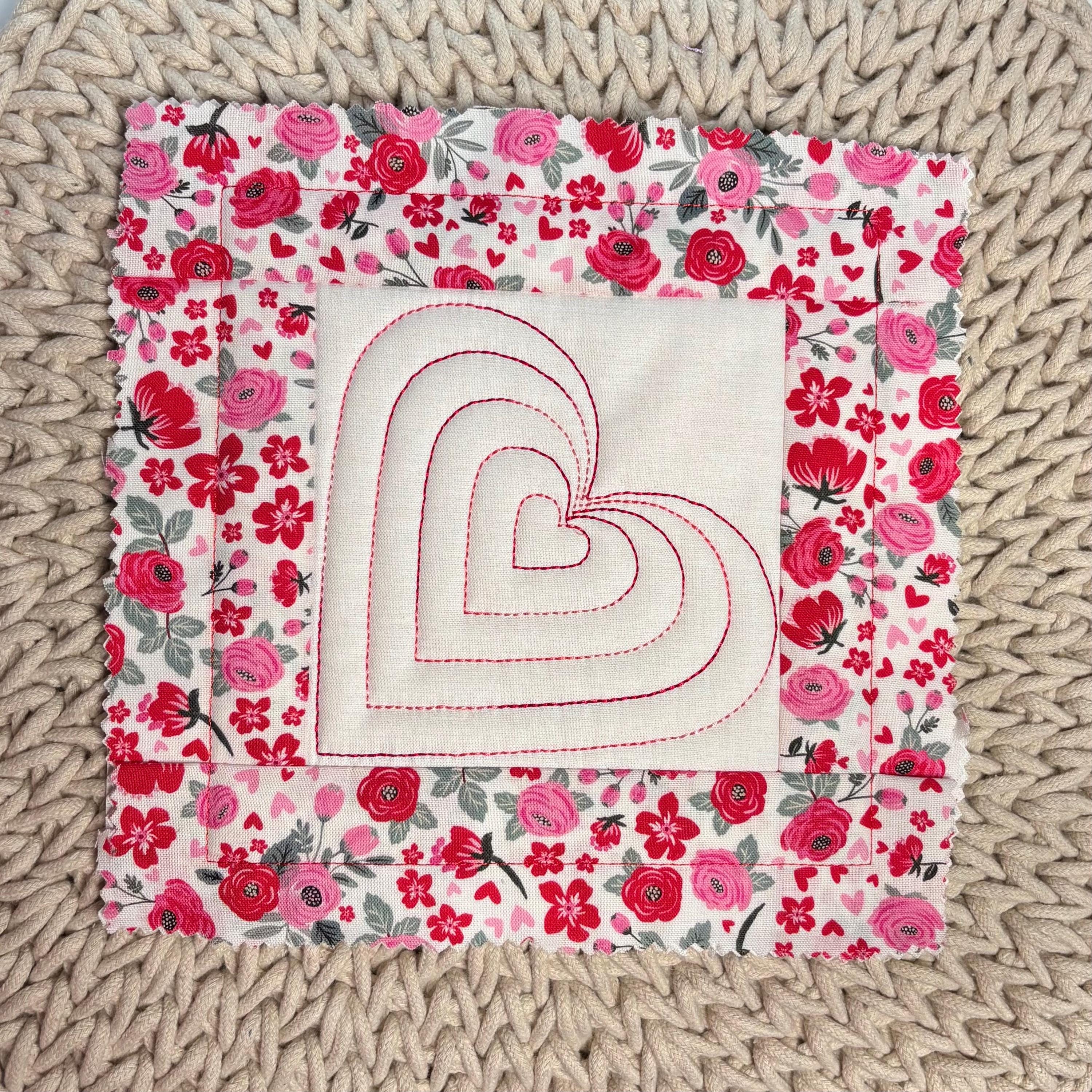 ITH Quilt Block, Heart Quilt Square,