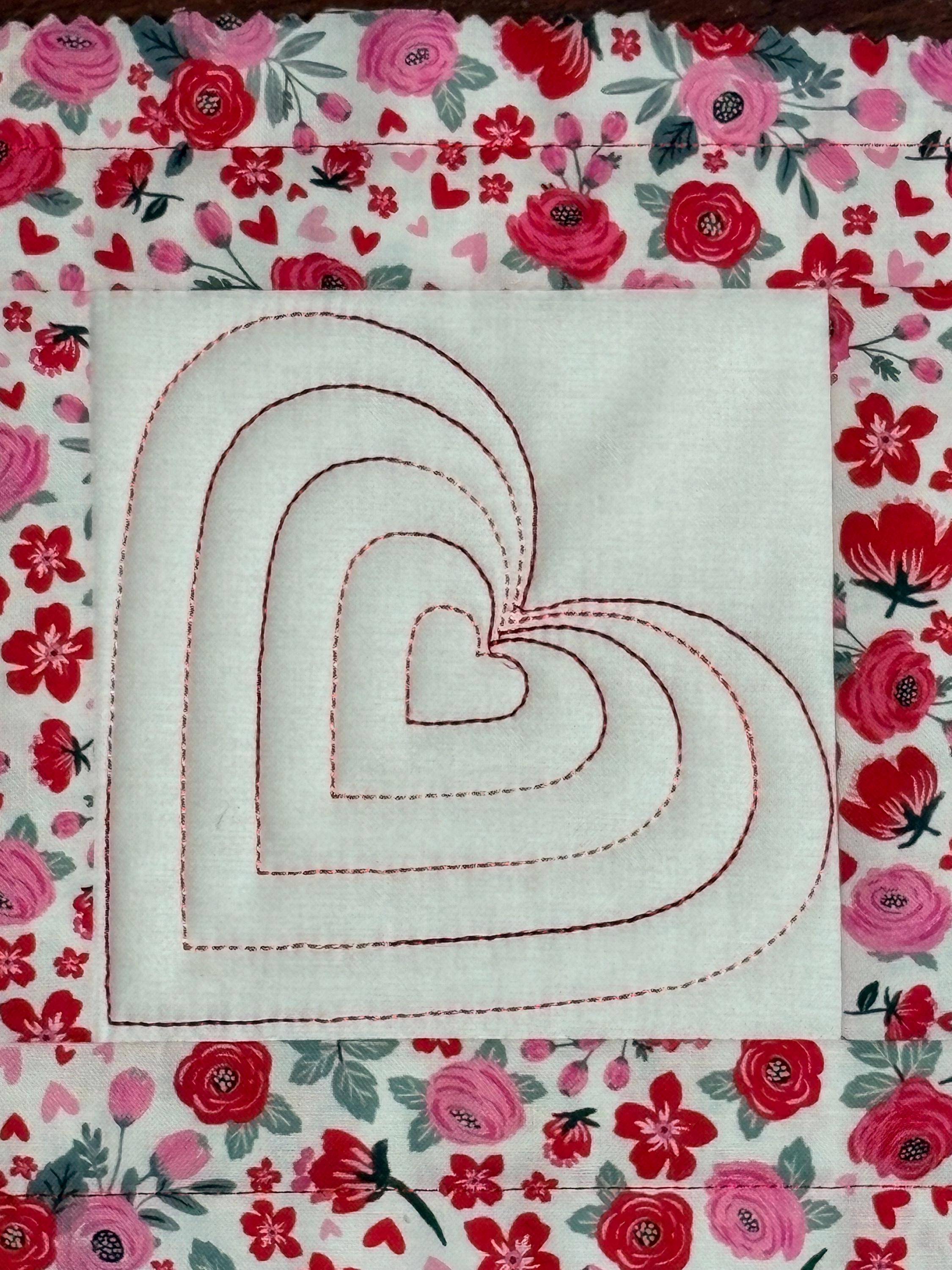 ITH Quilt Block, Heart Quilt Square,
