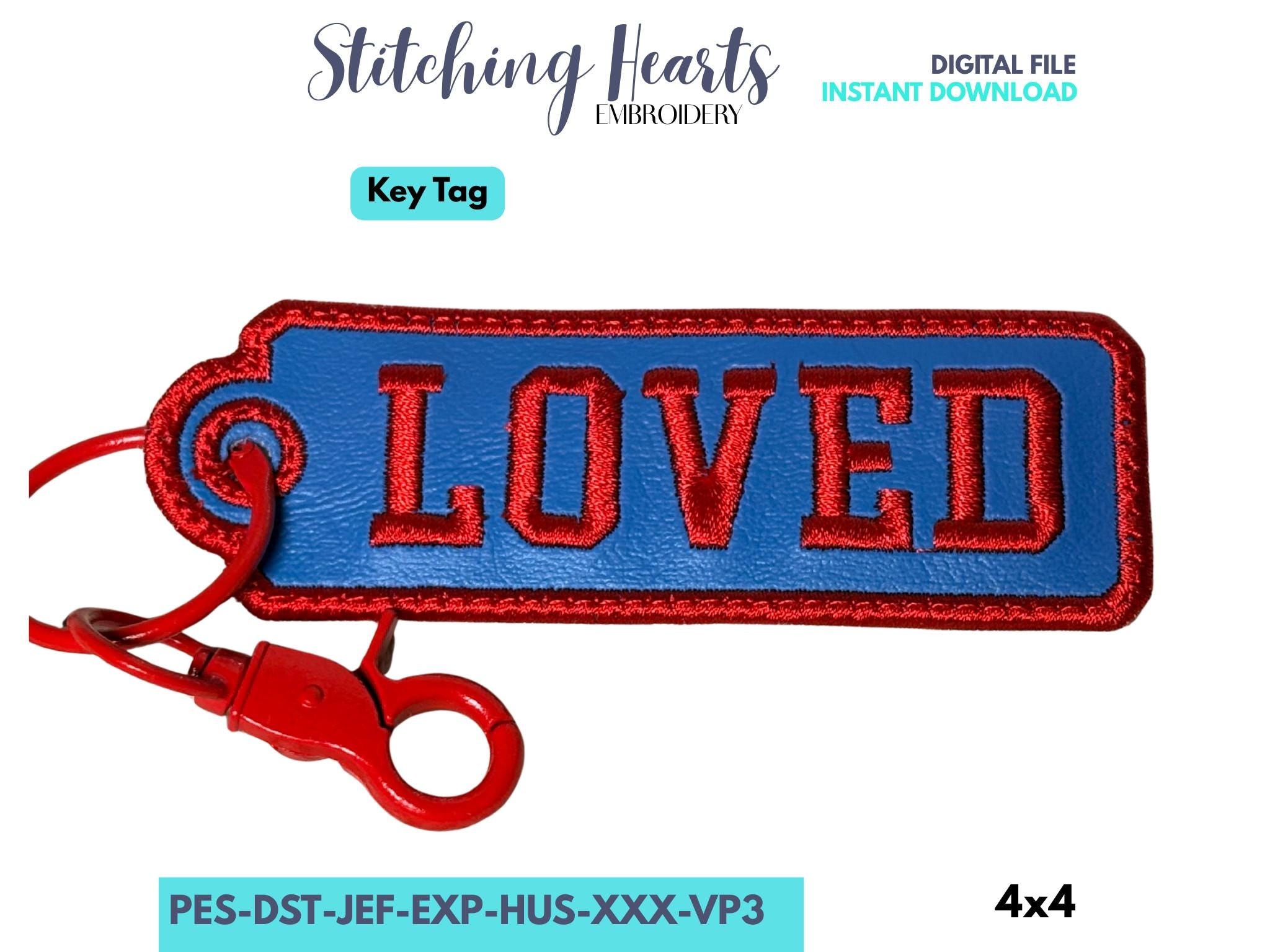 Key Tag In The Hoop Design, Luggage Tag, Name Plate Embroidery Design
