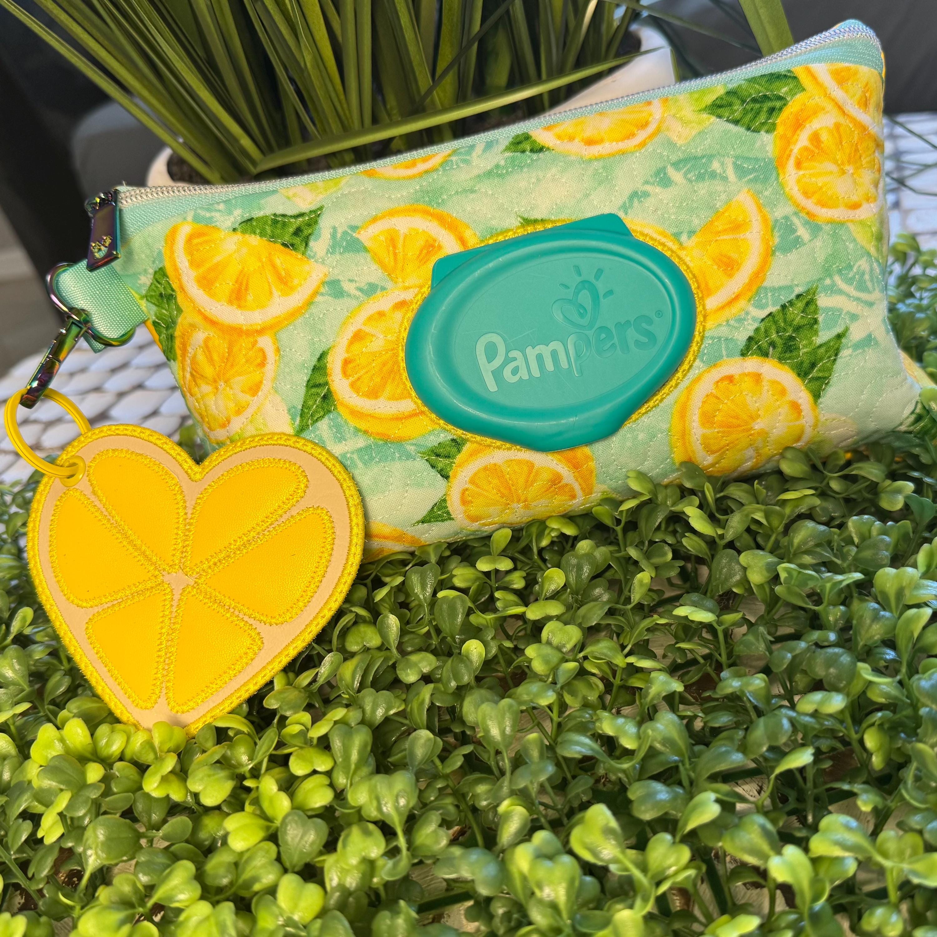 Lemon Heart Embroidery Bag Tag: Summer Fruit Travel Accessory (4x4 Hoop, Digital File)