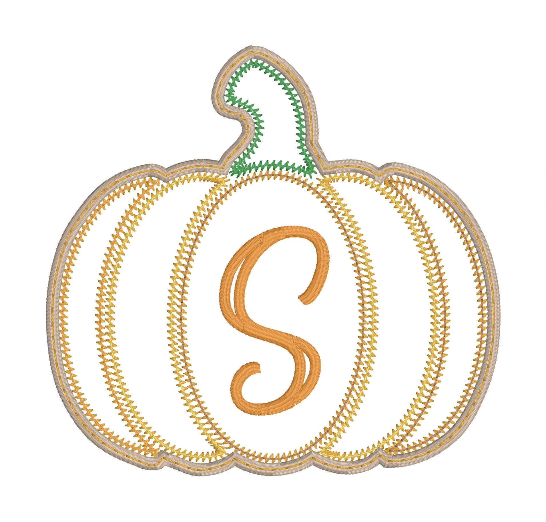 Pumpkin Bag Tag: Fall Fruit Embroidery Design 5x7 Hoop, Digital Download