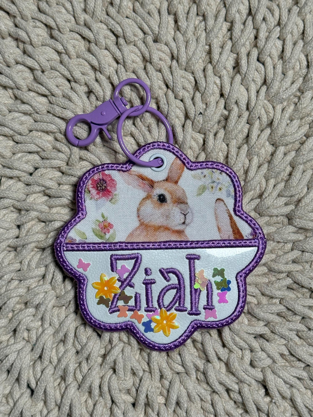 Scallop Bag Tag, Easter Basket Name Tag, Wavy Glitter Pocket Tag