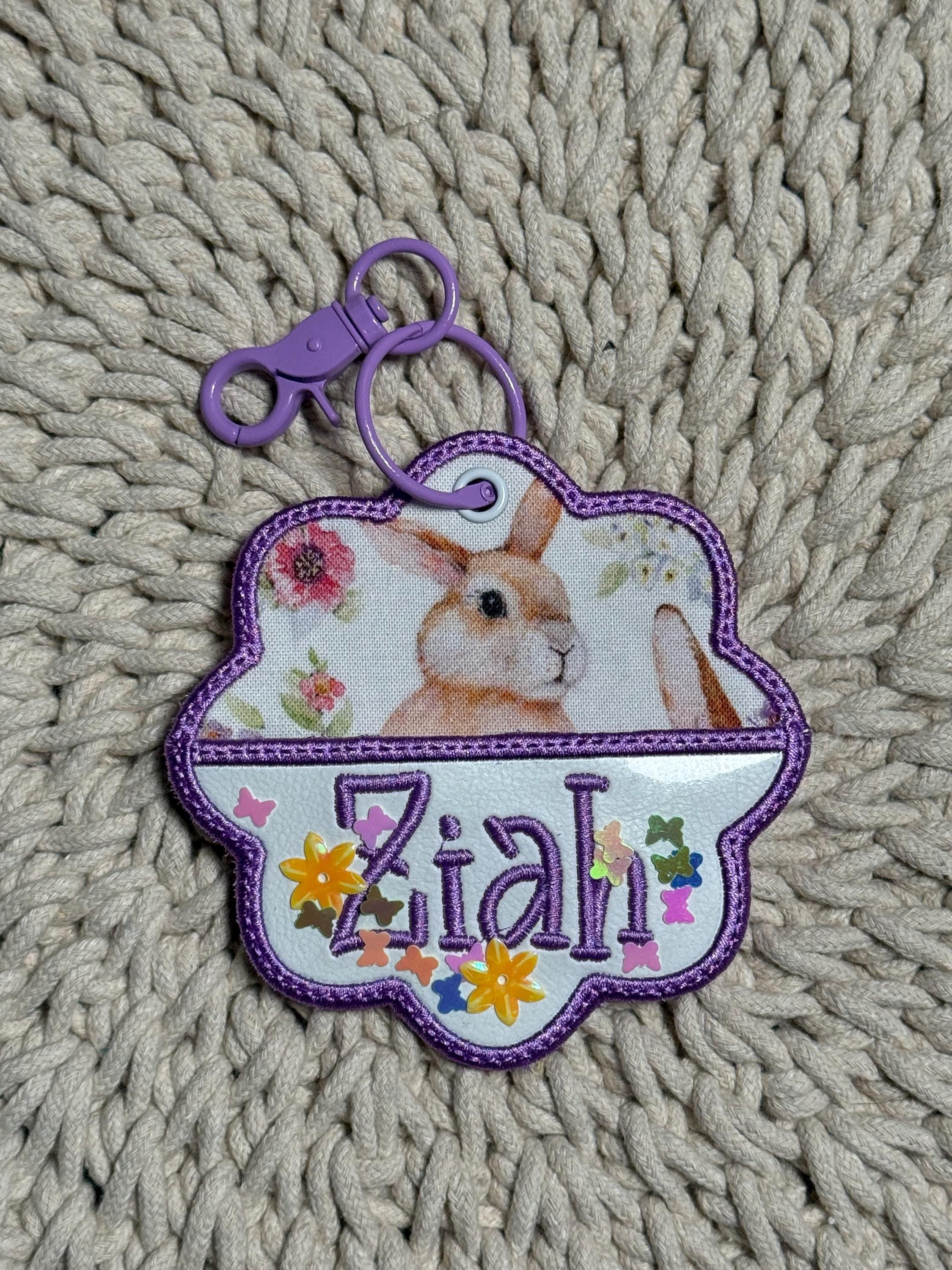 Scallop Bag Tag, Easter Basket Name Tag, Wavy Glitter Pocket Tag