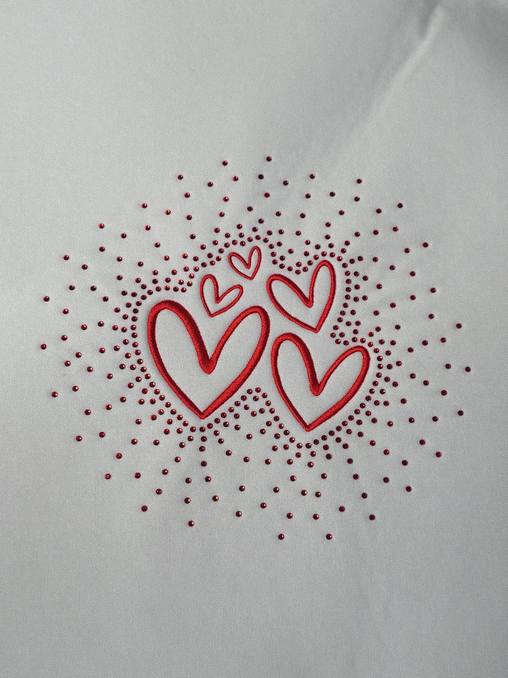 Stacked Heart Embroidery Design and Rhinestone Template