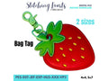 Strawberry Bag Tag, Tutti Frutti Applique Design, Purse Tag, Fruit Embroidery 3D Design, Digital Download