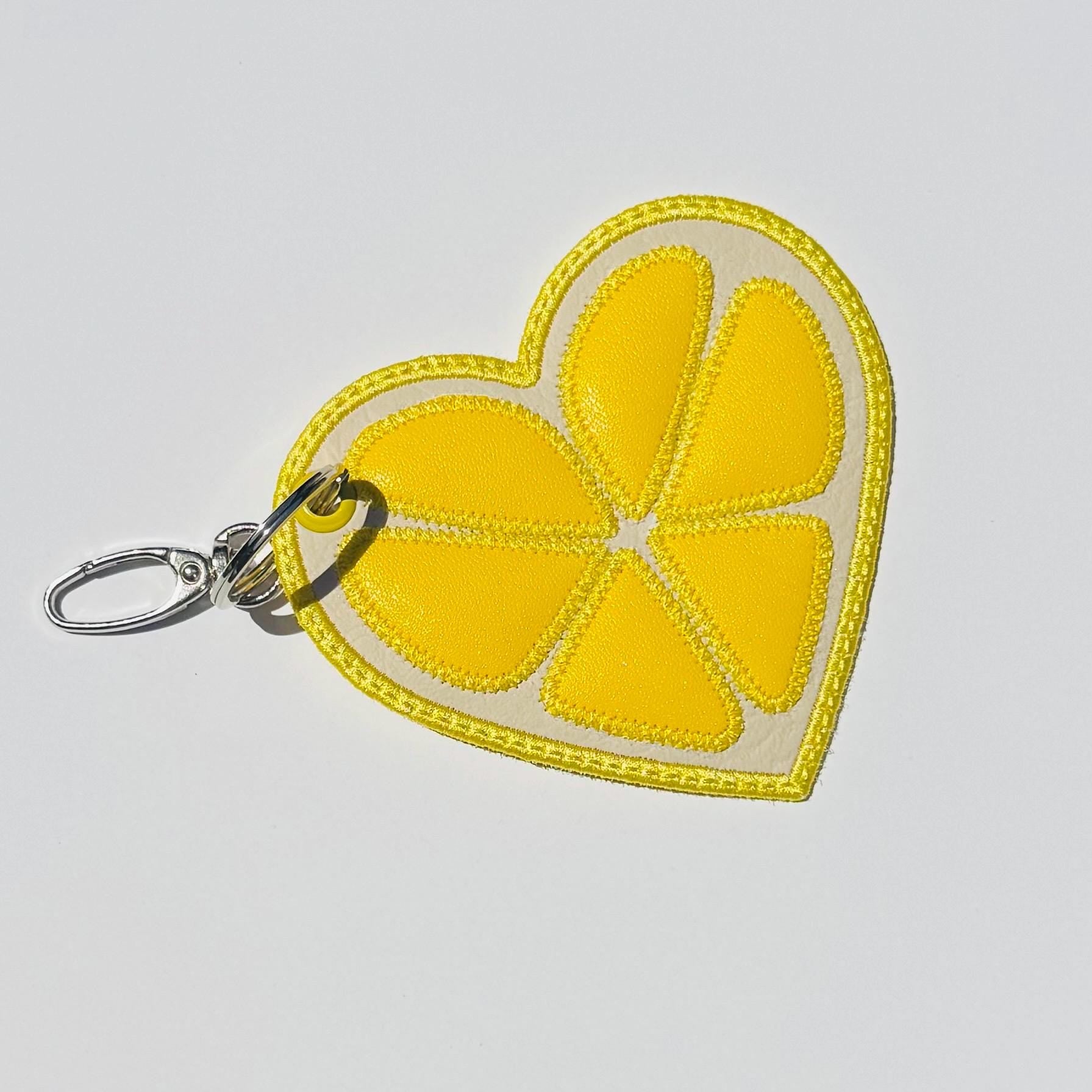 Lemon Heart Embroidery Bag Tag: Summer Fruit Travel Accessory (4x4 Hoop, Digital File) __etsy:6946497493