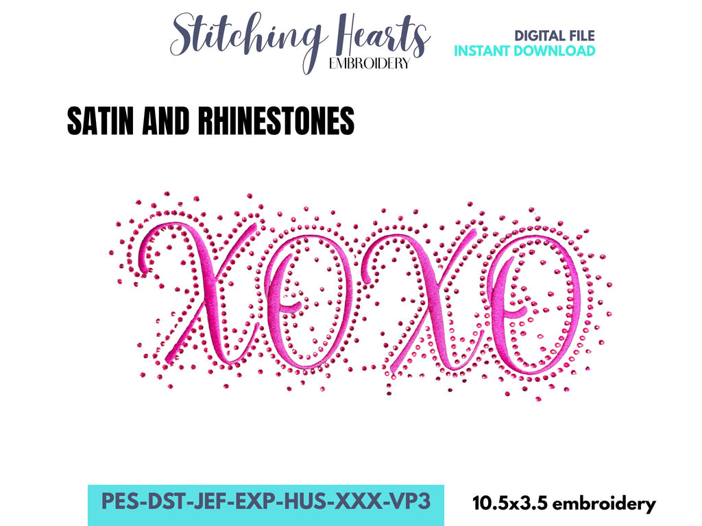 XOXO Satin Embroidery Design __etsy:7666719884