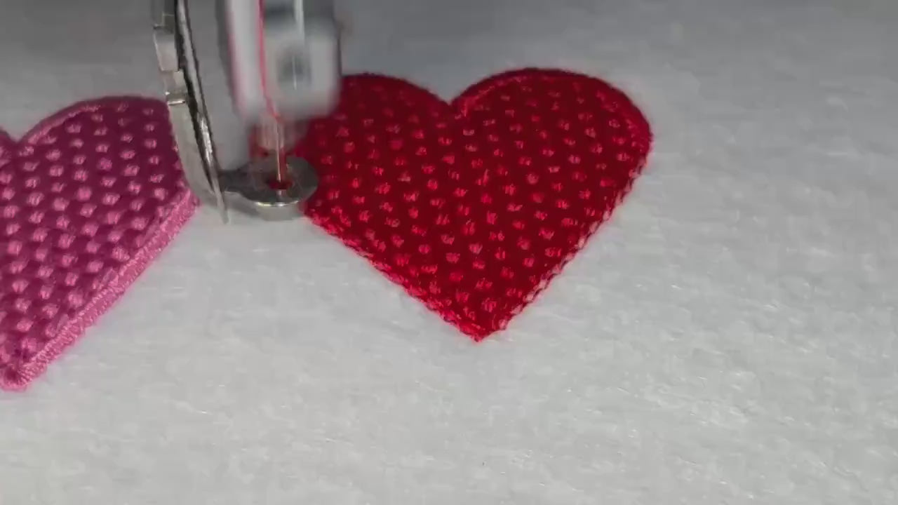 Hearts Set of Five, Fill Stitch Hearts, Satin Edge Hearts