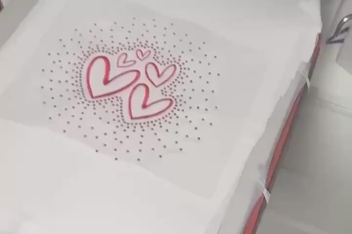 Stacked Heart Embroidery Design and Rhinestone Template