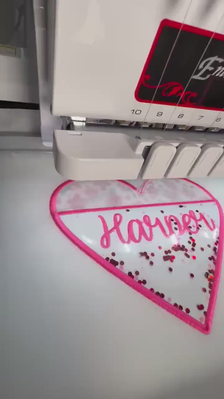 Heart Glitter Pocket In The Hoop Design, Valentine Gift Heart, Heart Treat Holder ITH